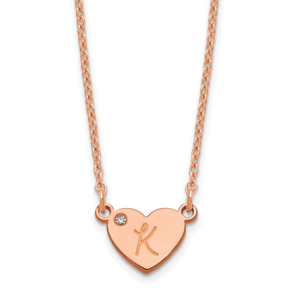 Roségoldbeschichtet Sterlingsilber /rose Initiale Herz mit Diamant Halskette