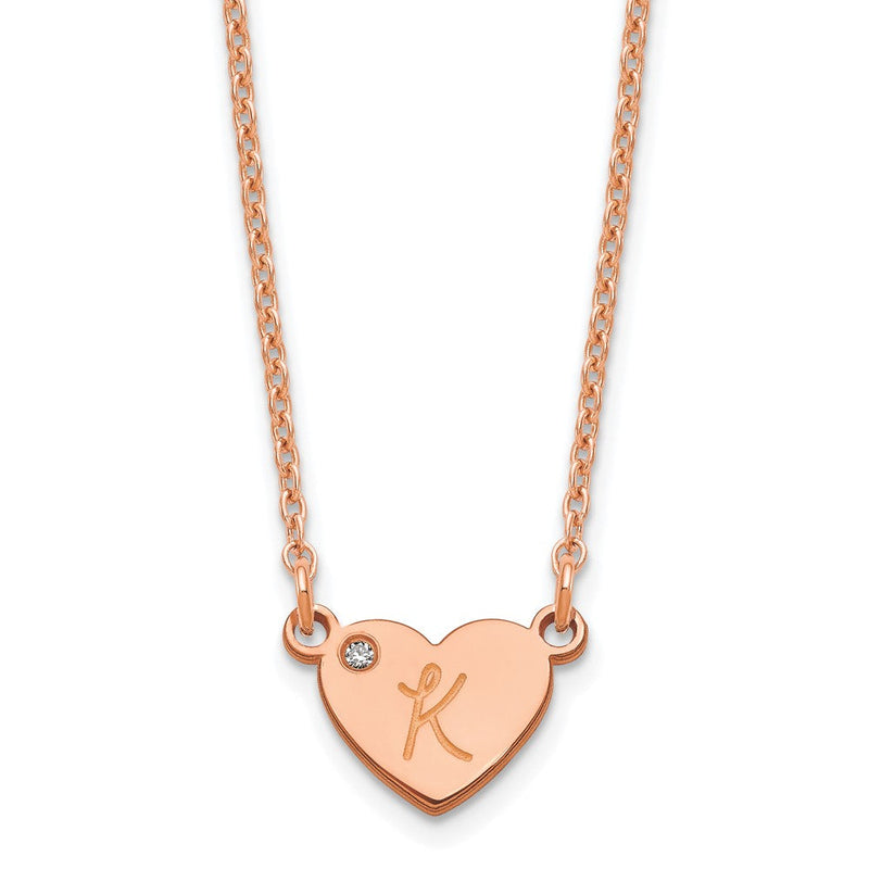 Roségoldbeschichtet Sterlingsilber /rose Initiale Herz mit Diamant Halskette