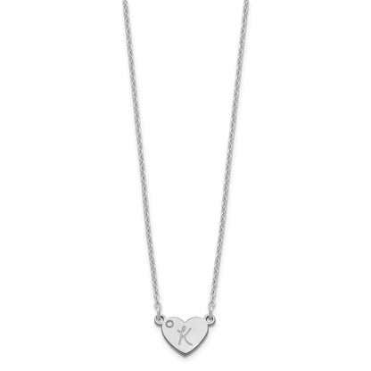 Sterlingsilber Silber/rhodiniert Initiale Herz mit Diamant Halskette