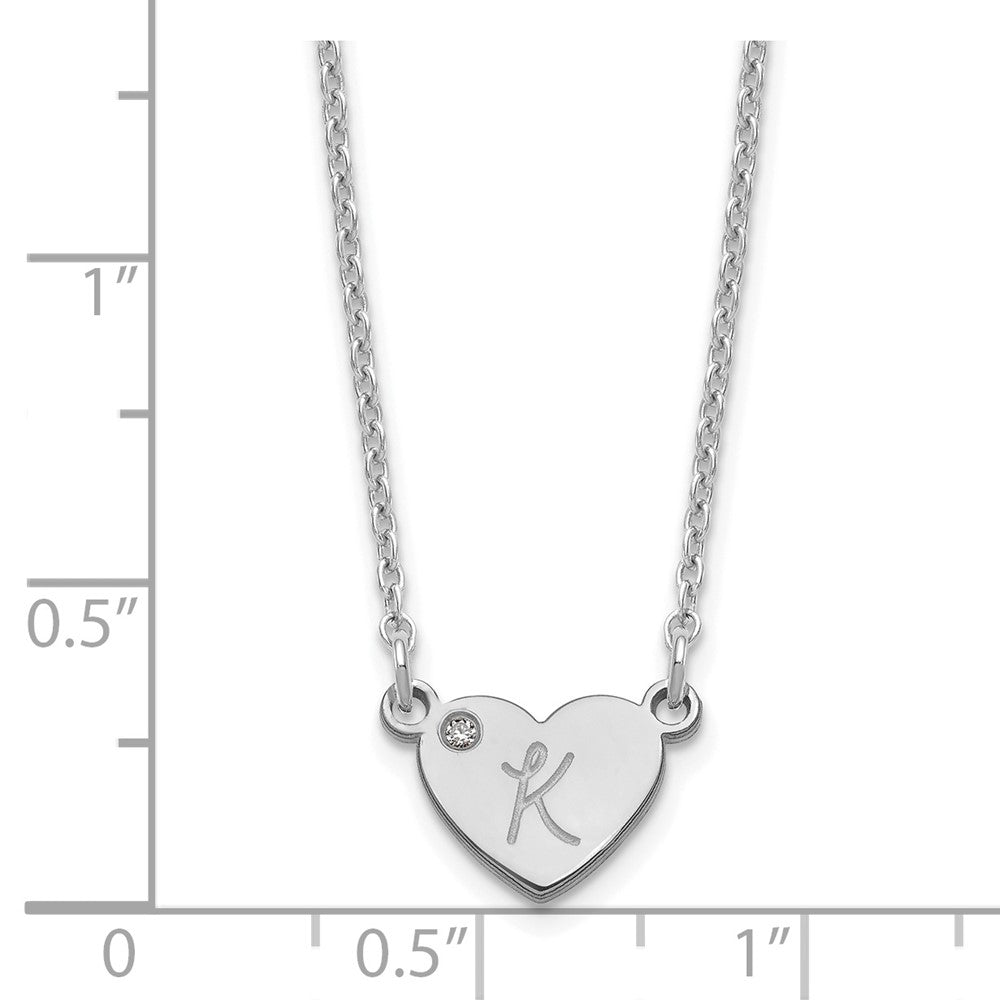 Sterlingsilber Silber/rhodiniert Initiale Herz mit Diamant Halskette