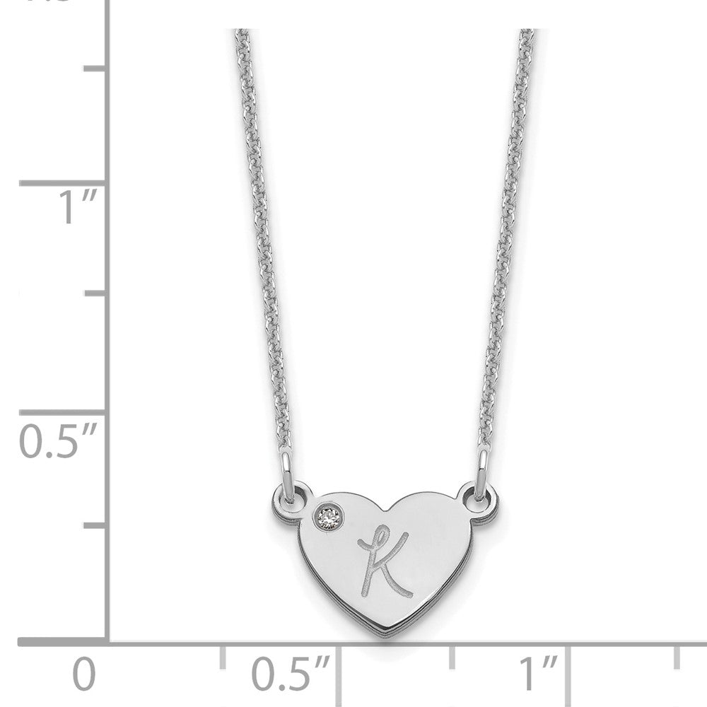 14K Weißgold Initiale Herz mit Diamant Halskette