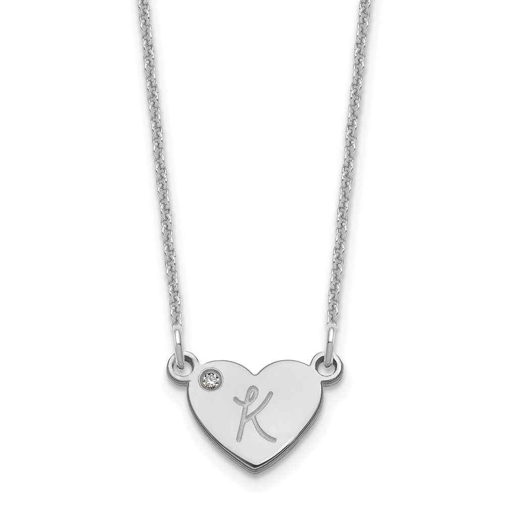 14K Weißgold Initiale Herz mit Diamant Halskette