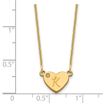 14K Gelbgold Initiale Herz mit Diamant Halskette