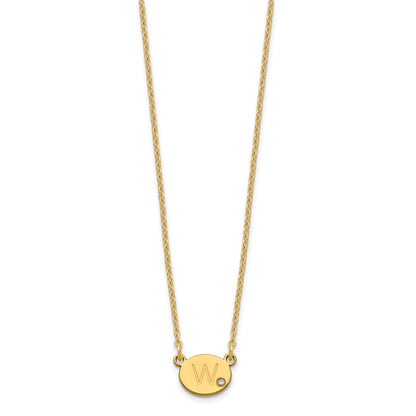 Vergoldet Sterlingsilber /gold Oval Initiale mit Diamant Halskette