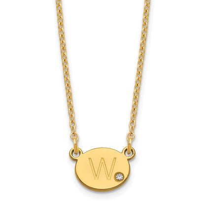 Vergoldet Sterlingsilber /gold Oval Initiale mit Diamant Halskette