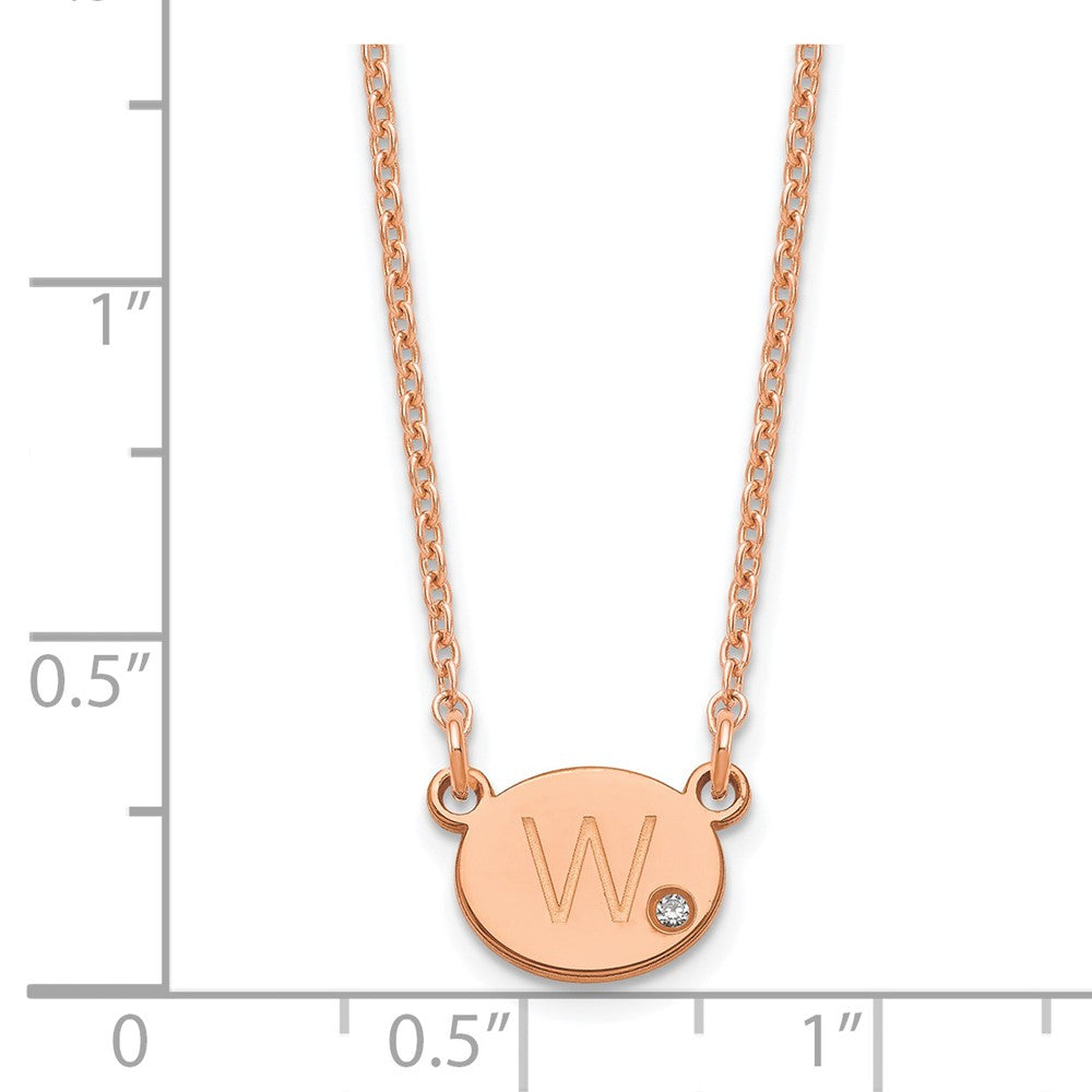 Roségoldbeschichtet Sterlingsilber /rose Oval Initiale mit Diamant Halskette