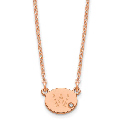 Roségoldbeschichtet Sterlingsilber /rose Oval Initiale mit Diamant Halskette