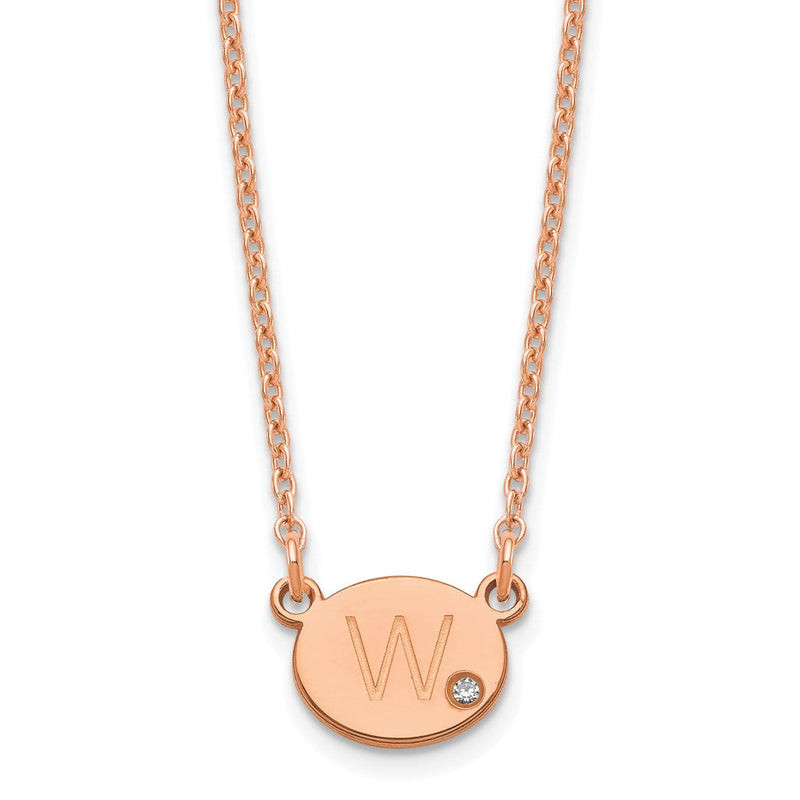Roségoldbeschichtet Sterlingsilber /rose Oval Initiale mit Diamant Halskette
