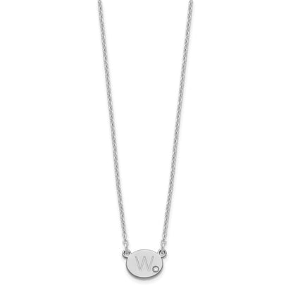 Sterlingsilber Silber/rhodiniert Oval Initiale mit Diamant Halskette