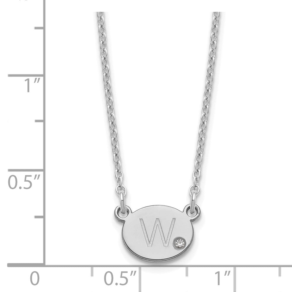 Sterlingsilber Silber/rhodiniert Oval Initiale mit Diamant Halskette