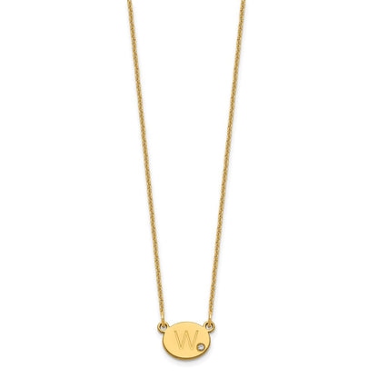 14K Gelbgold Oval Initiale mit Diamant Halskette