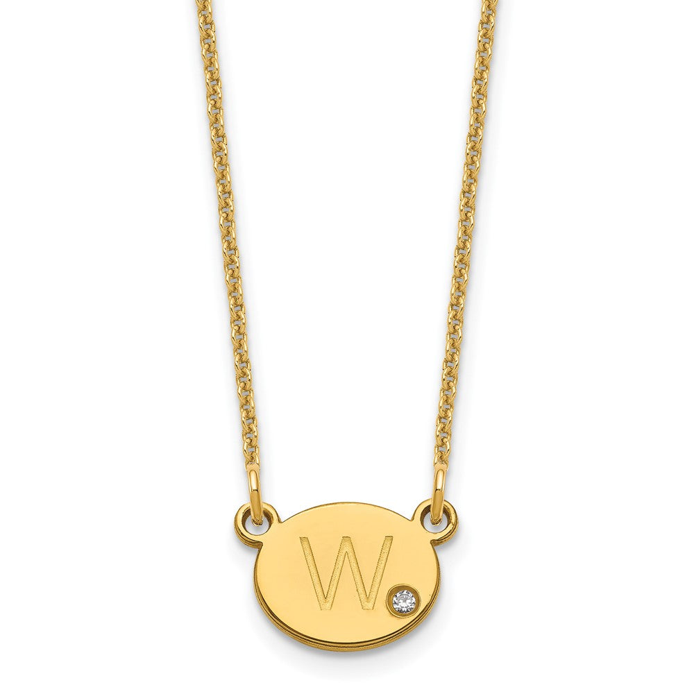 14K Gelbgold Oval Initiale mit Diamant Halskette
