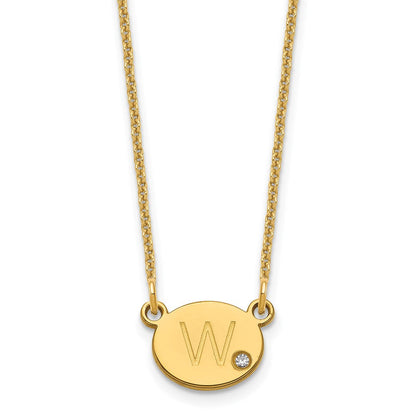 14K Gelbgold Oval Initiale mit Diamant Halskette