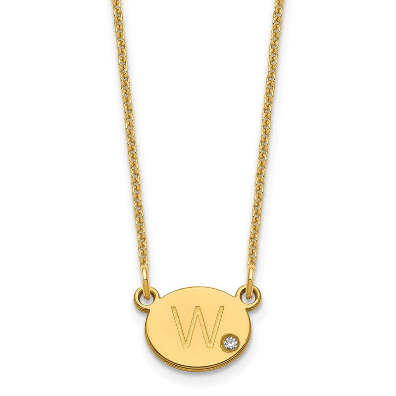 14K Gelbgold Oval Initiale mit Diamant Halskette