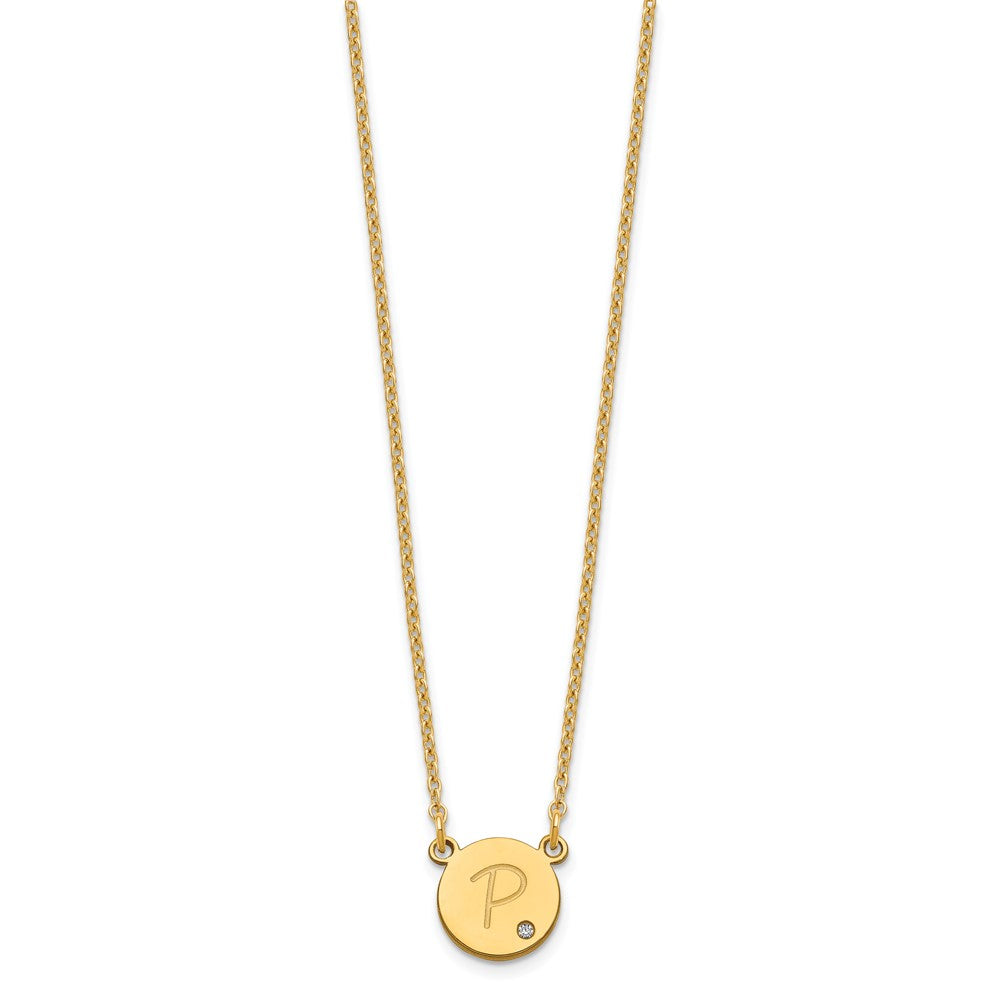 Vergoldet Sterlingsilber /gold Rund Initiale mit Diamant Halskette