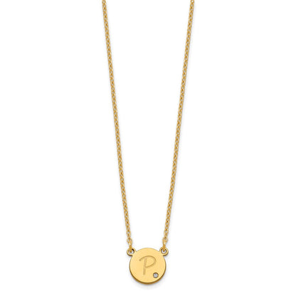 Vergoldet Sterlingsilber /gold Rund Initiale mit Diamant Halskette
