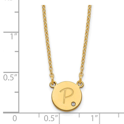 Vergoldet Sterlingsilber /gold Rund Initiale mit Diamant Halskette