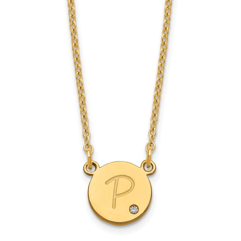 Vergoldet Sterlingsilber /gold Rund Initiale mit Diamant Halskette