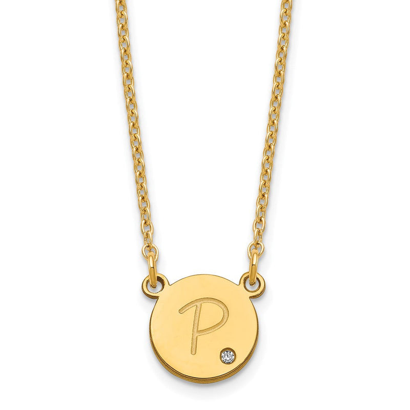 Vergoldet Sterlingsilber /gold Rund Initiale mit Diamant Halskette