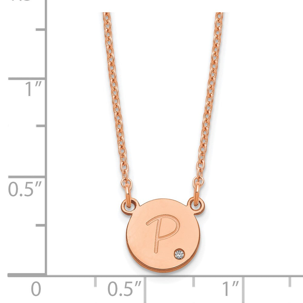 Roségoldbeschichtet Sterlingsilber /rose Rund Initiale mit Diamant Halskette