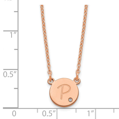 Roségoldbeschichtet Sterlingsilber /rose Rund Initiale mit Diamant Halskette
