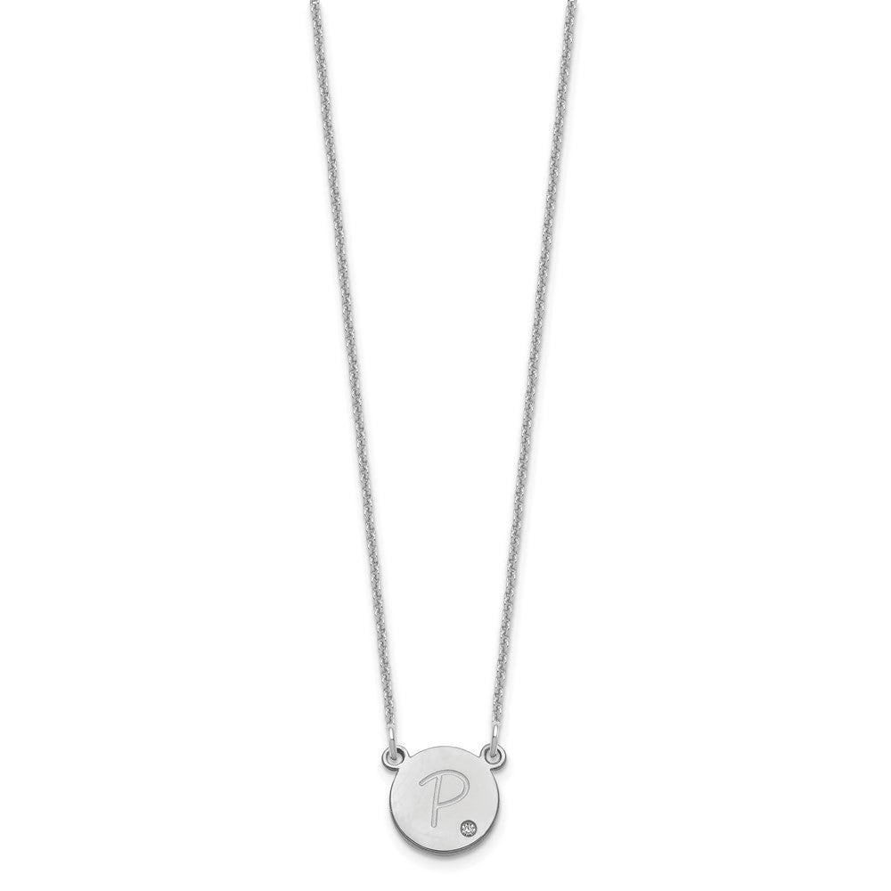 14K Weißgold Rund Initiale mit Diamant Halskette