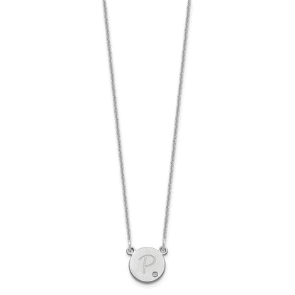 14K Weißgold Rund Initiale mit Diamant Halskette
