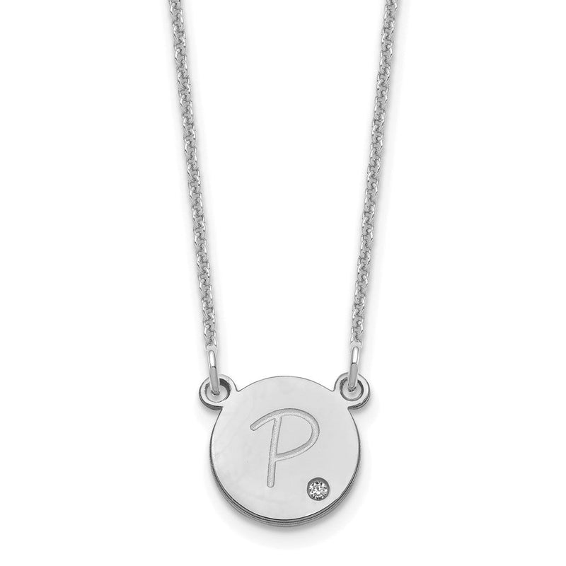 14K Weißgold Rund Initiale mit Diamant Halskette