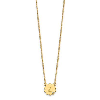 Vergoldet Sterlingsilber /gold Initiale Blume mit Diamant Halskette