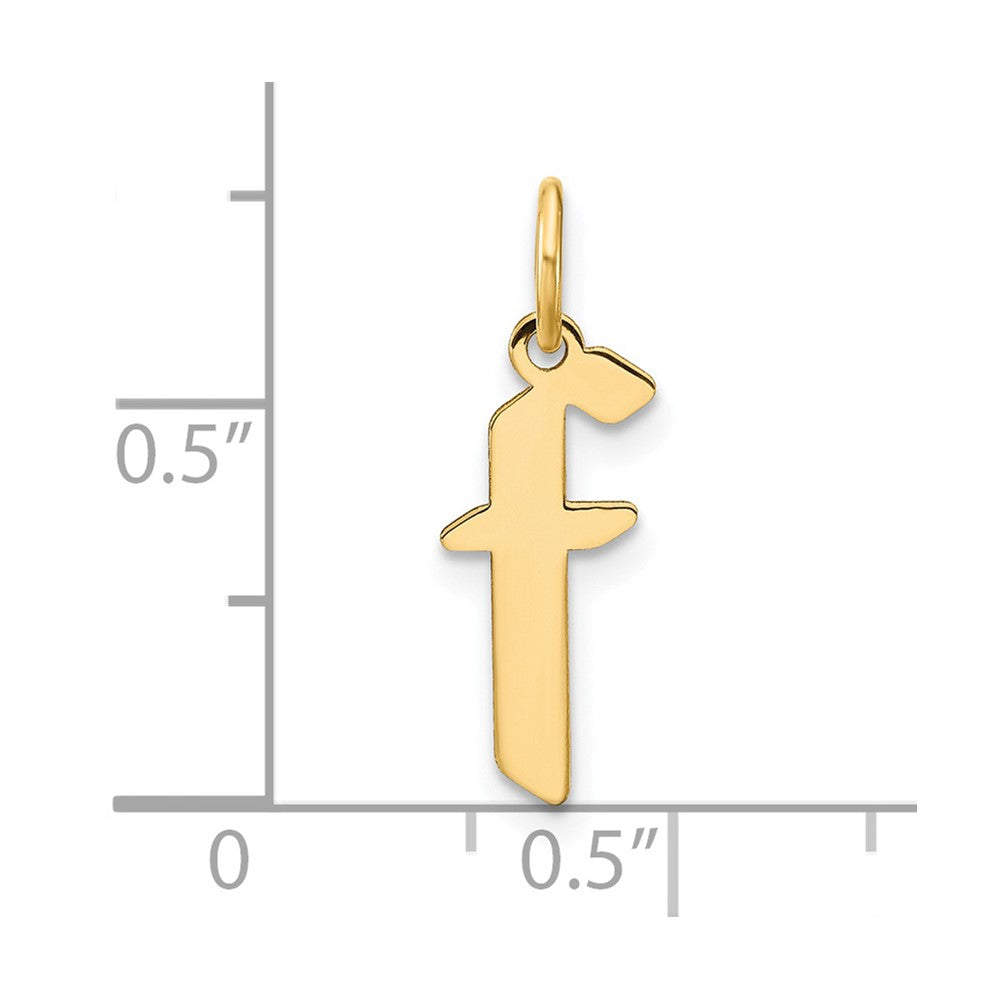 14K Gelbgold 14ky Lowercase Buchstabe F Initiale Anhänger