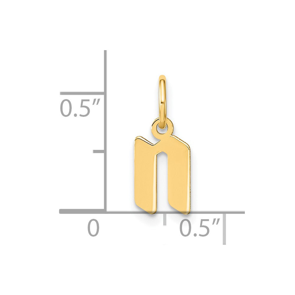 14K Gelbgold 14ky Lowercase Buchstabe N Initiale Anhänger