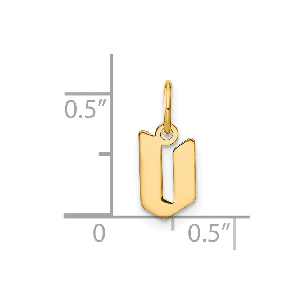 14K Gelbgold 14ky Lowercase Buchstabe V Initiale Anhänger