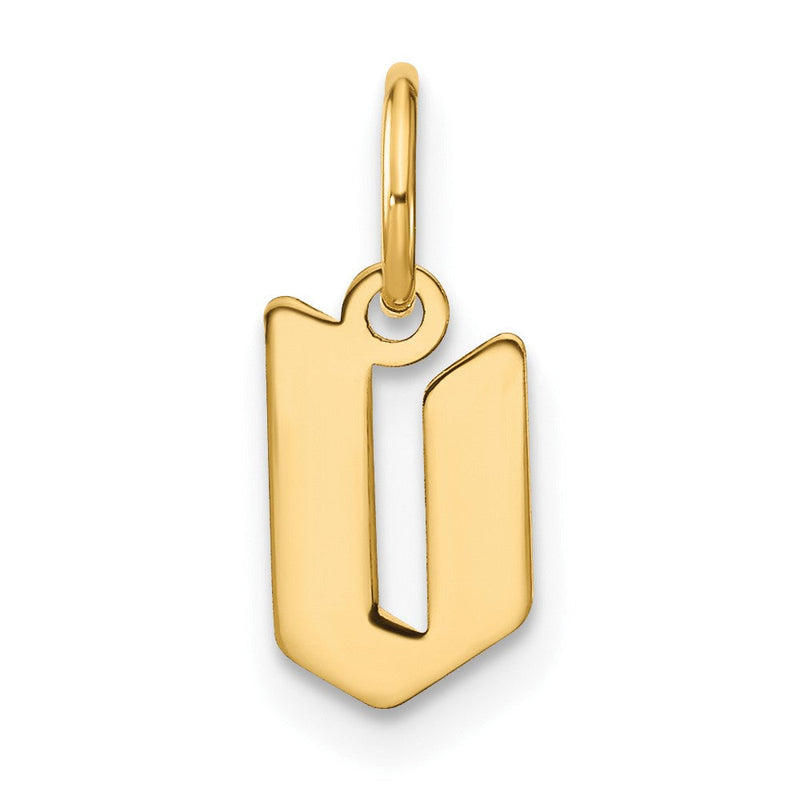 14K Gelbgold 14ky Lowercase Buchstabe V Initiale Anhänger