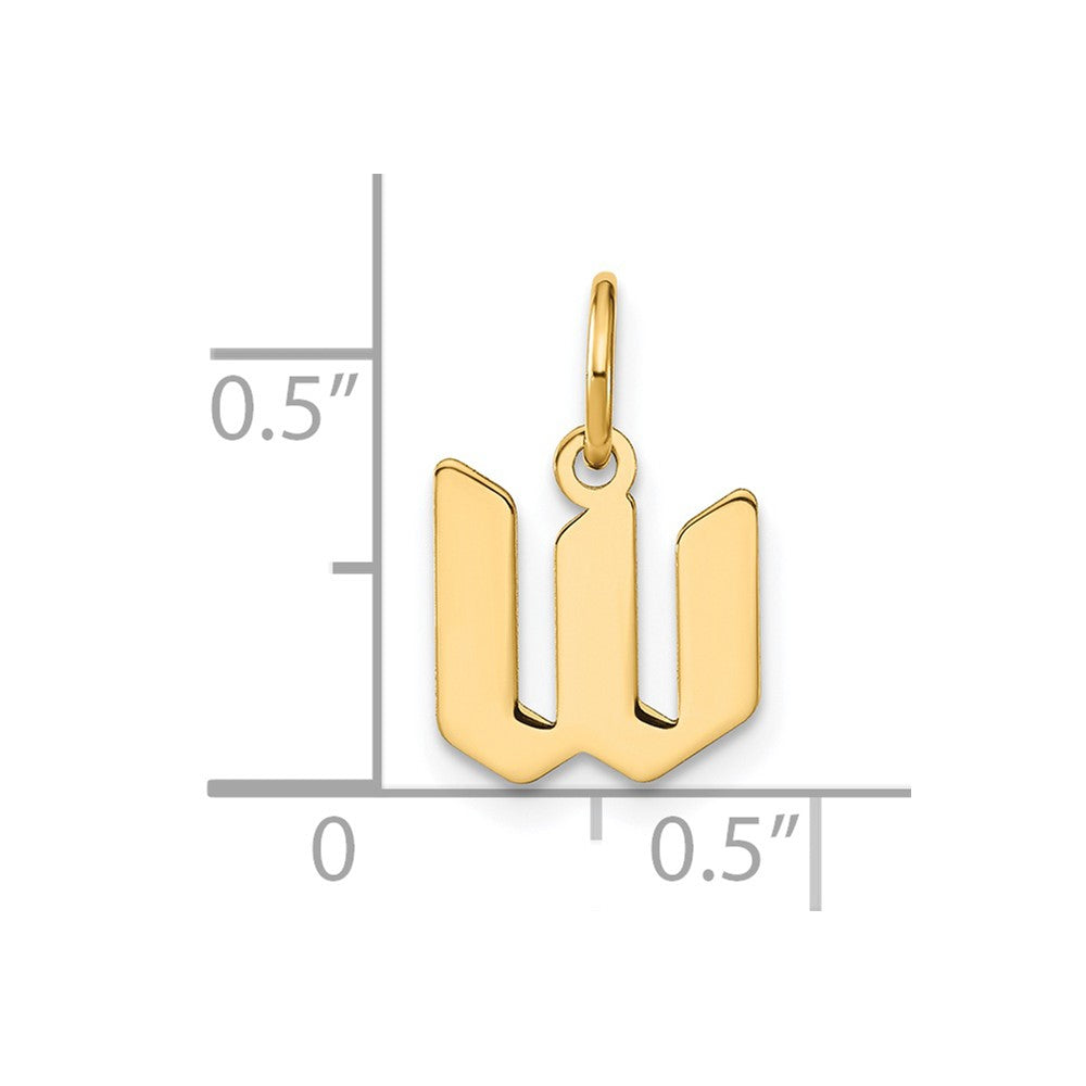 14K Gelbgold 14ky Lowercase Buchstabe W Initiale Anhänger