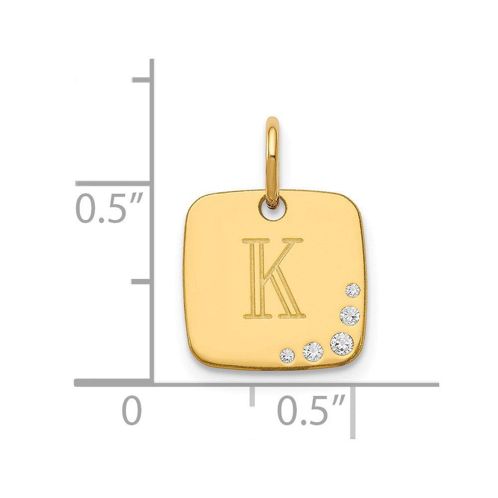 14K Gelbgold Kissen Initiale mit Diamant Charm
