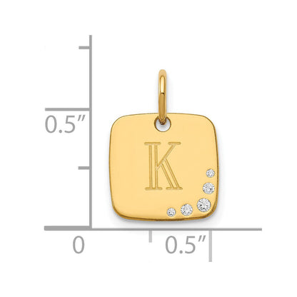 14K Gelbgold Kissen Initiale mit Diamant Charm
