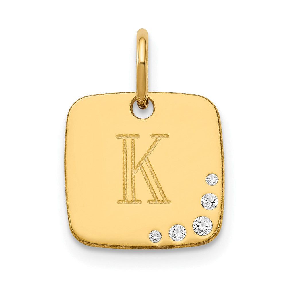 14K Gelbgold Kissen Initiale mit Diamant Charm