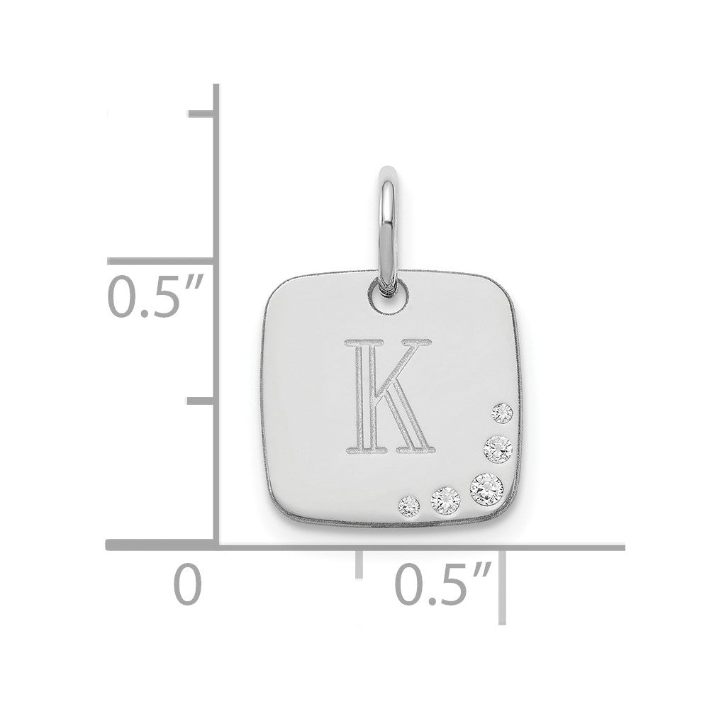 14K Weißgold Kissen Initiale mit Diamant Charm