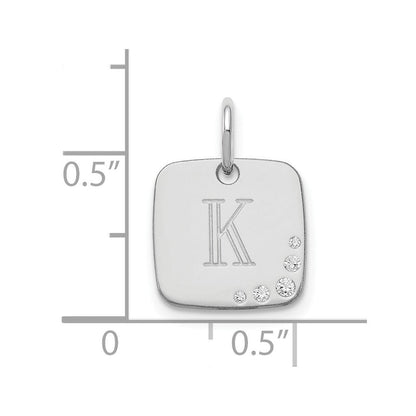 14K Weißgold Kissen Initiale mit Diamant Charm