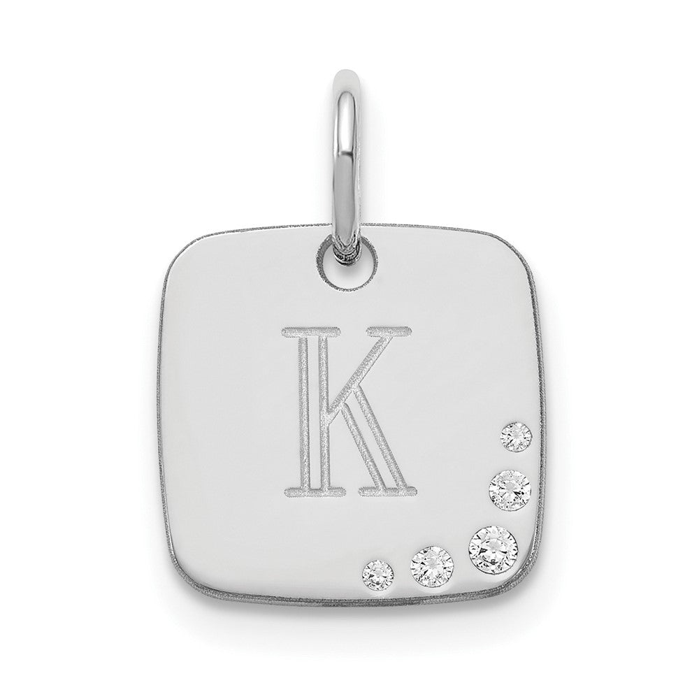 14K Weißgold Kissen Initiale mit Diamant Charm