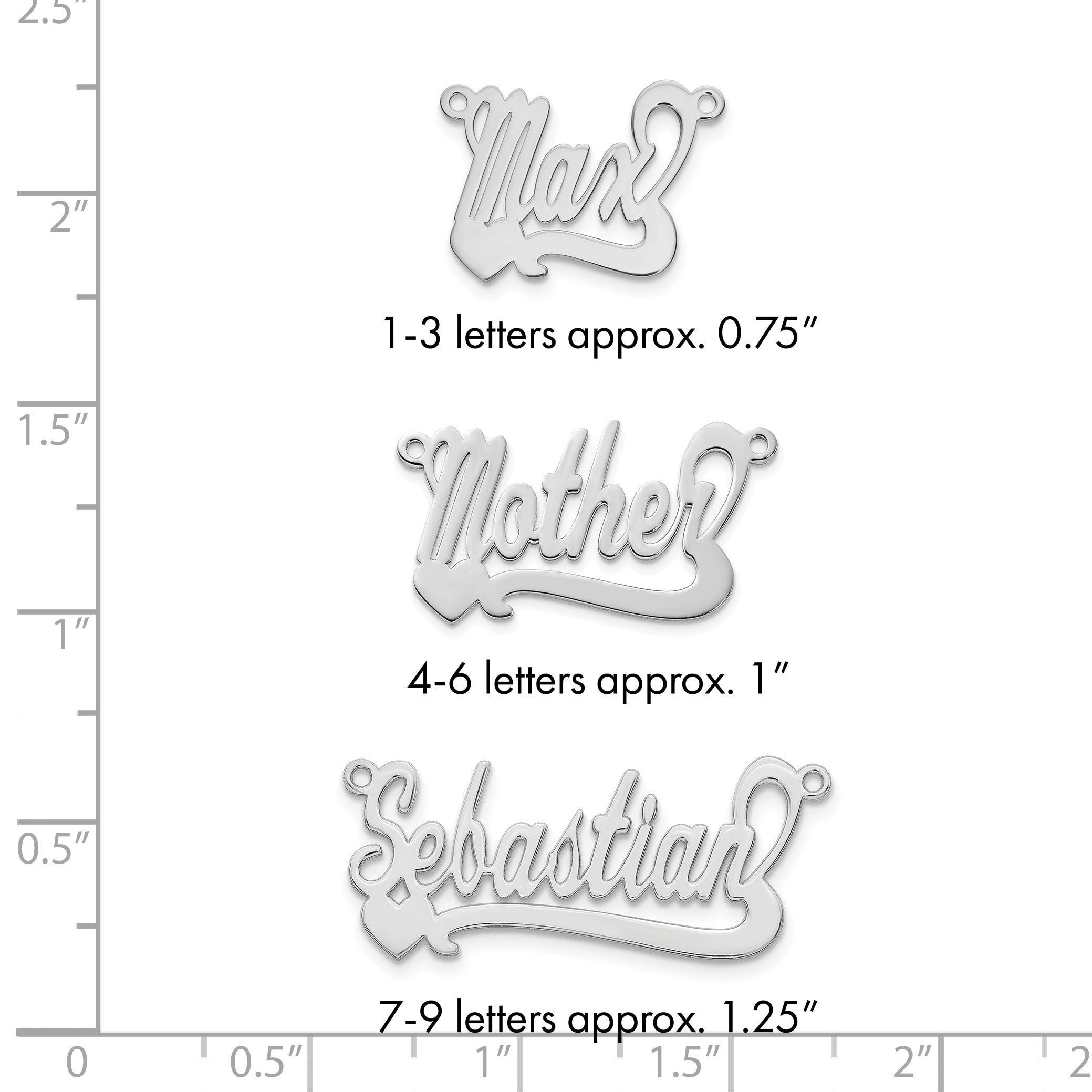 Sterlingsilber Silber/rhodiniert Poliert Herz Name Platte