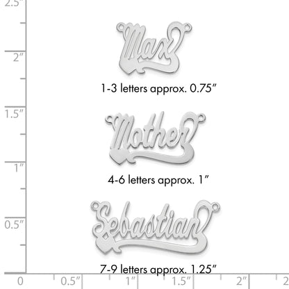 Sterlingsilber Silber/rhodiniert Poliert Herz Name Platte