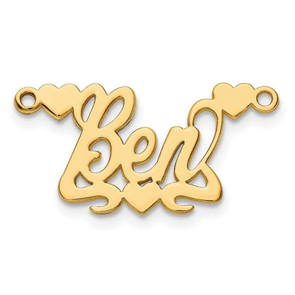 14K Gelbgold Poliert Herzen Name Platte