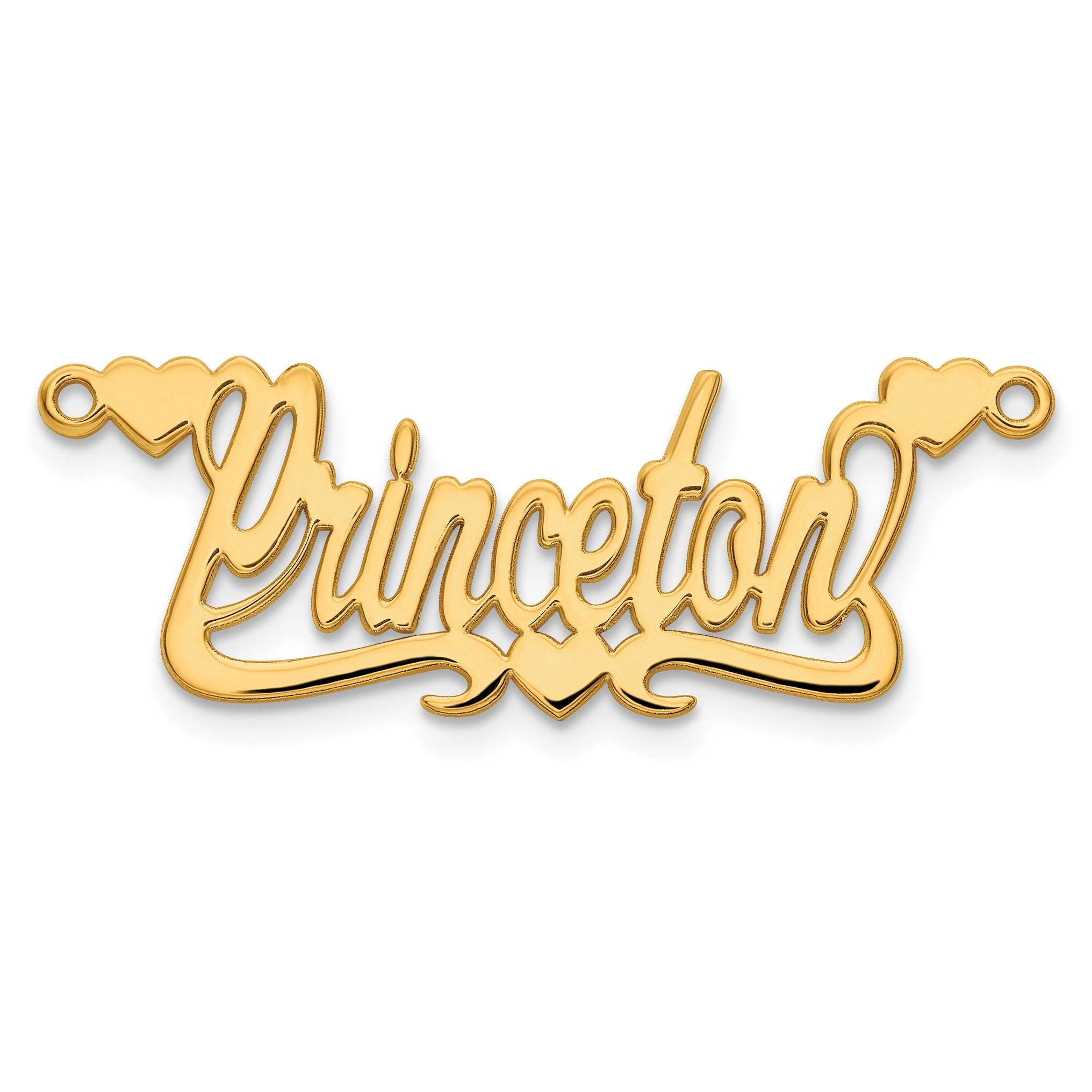 14K Gelbgold Poliert Herzen Name Platte