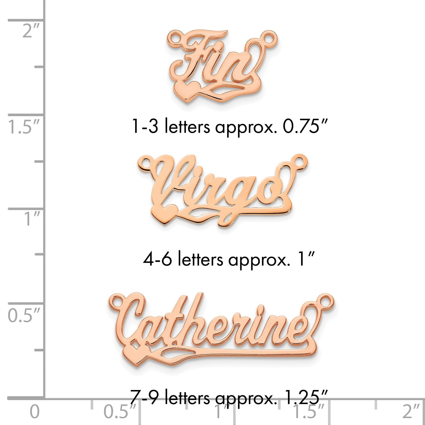 14K Roségold Poliert Herz Name Platte