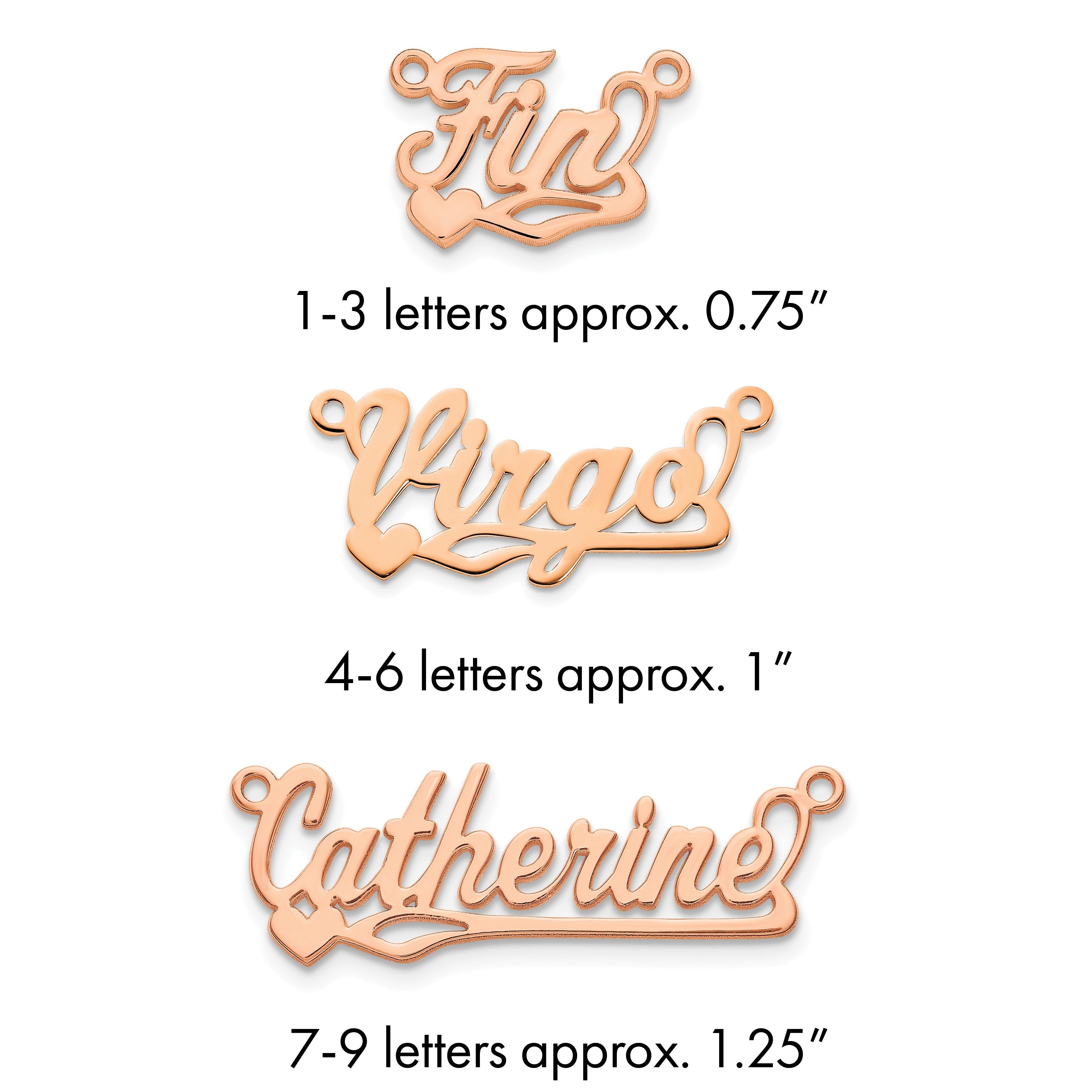 14K Roségold Poliert Herz Name Platte