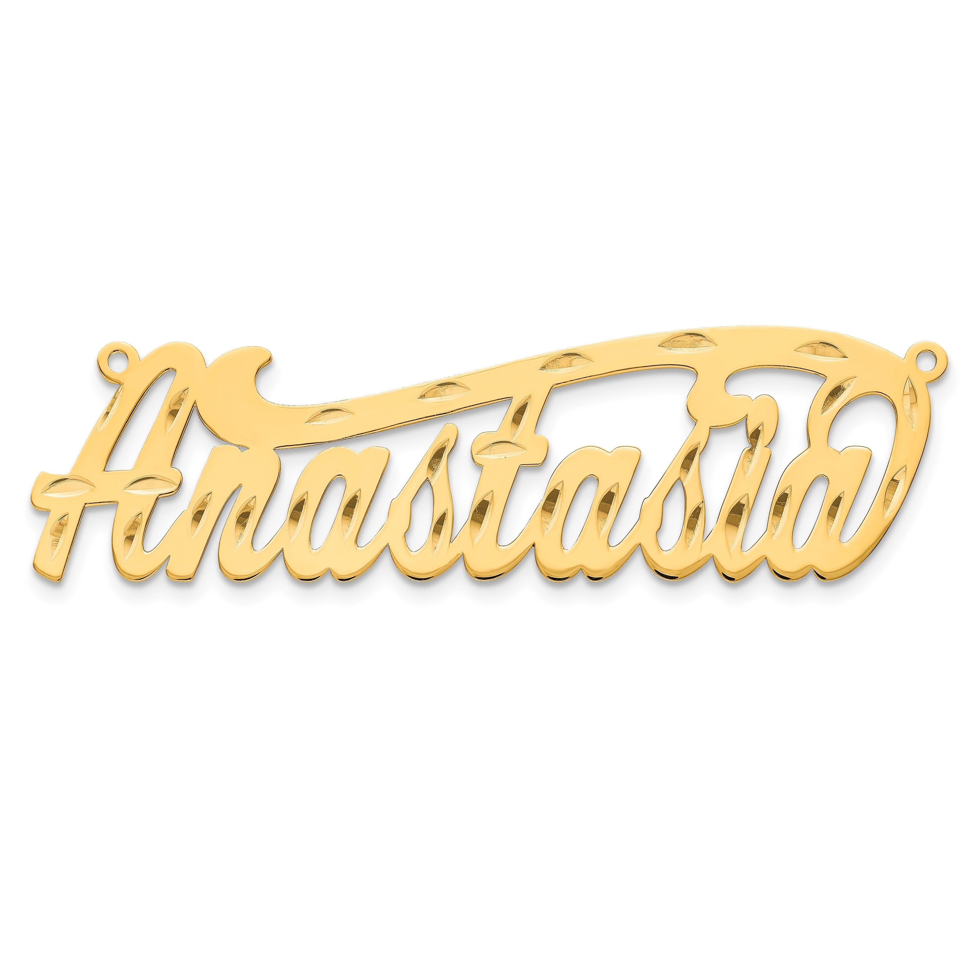 14K Gelbgold Diamantiert Name Platte