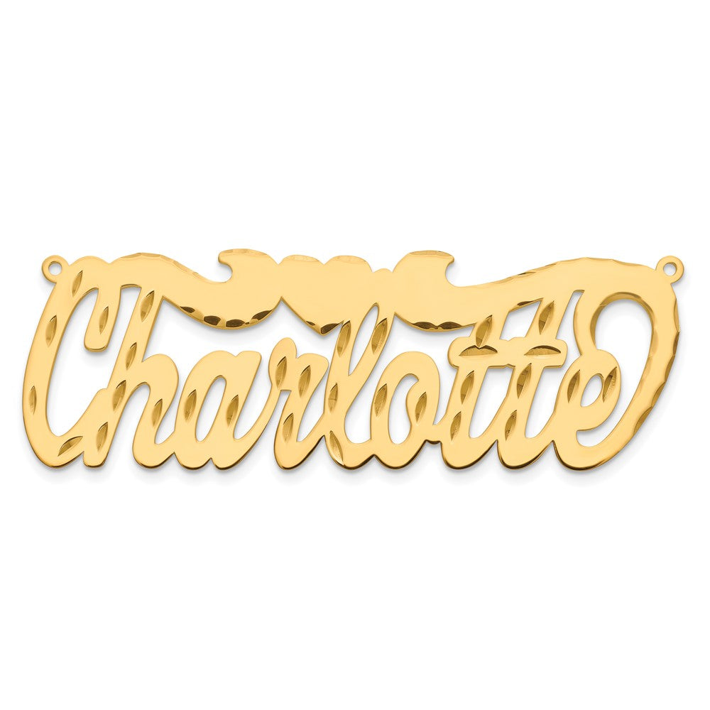 14K Gelbgold Diamantiert Herz Name Platte