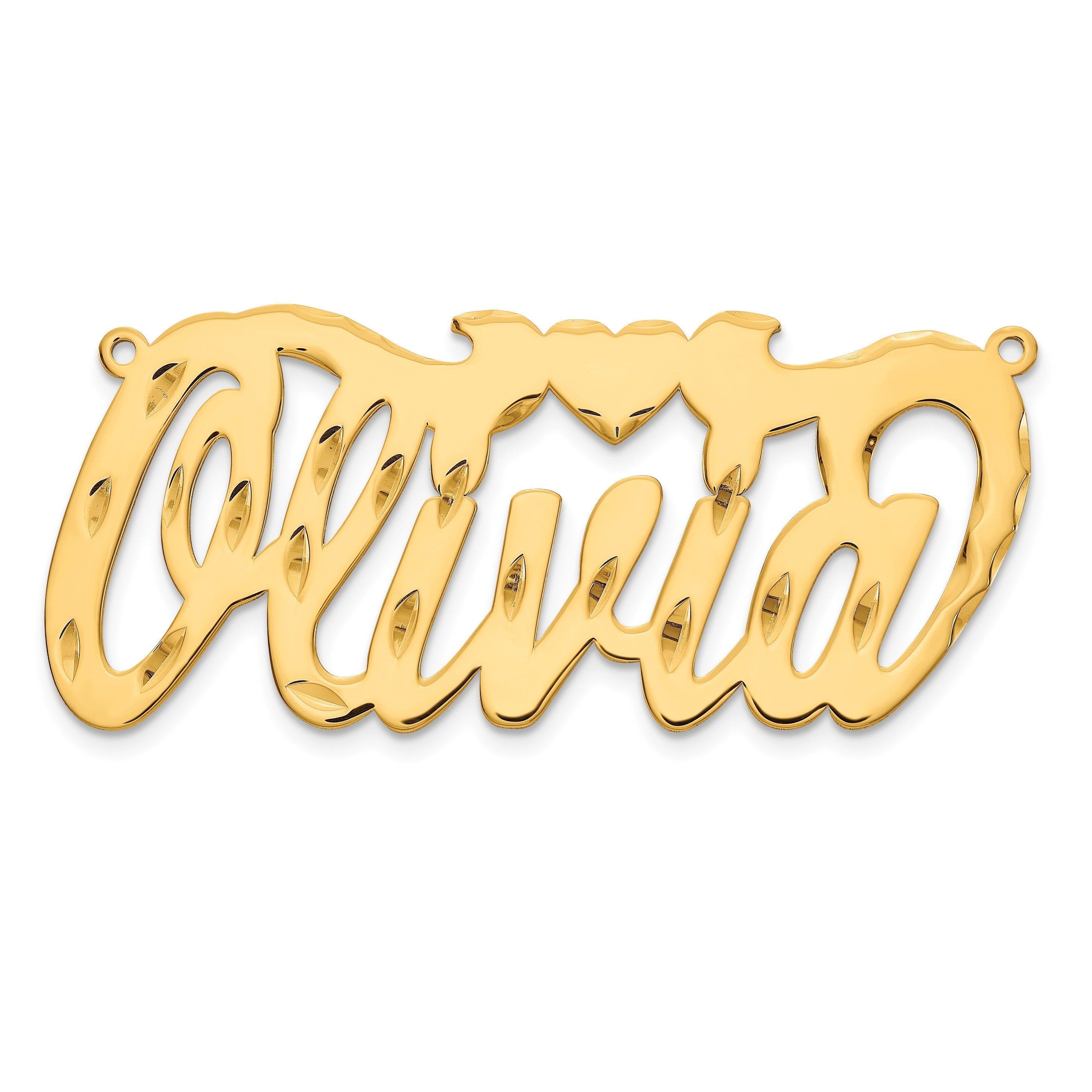 Vergoldet Sterlingsilber /gold Diamantiert Herz Name Platte