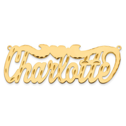 14K Gelbgold Diamantiert Herz Name Platte
